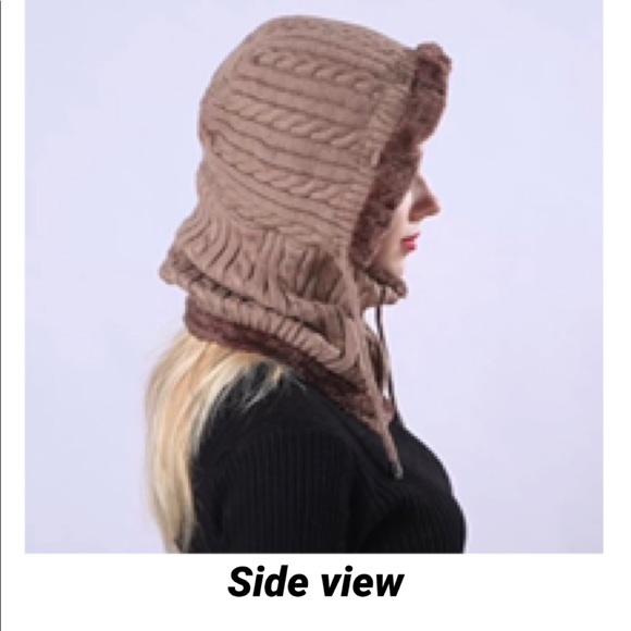 New Winter Unisex Knitted Hoodies Scarf with fur - Picture 9 of 11